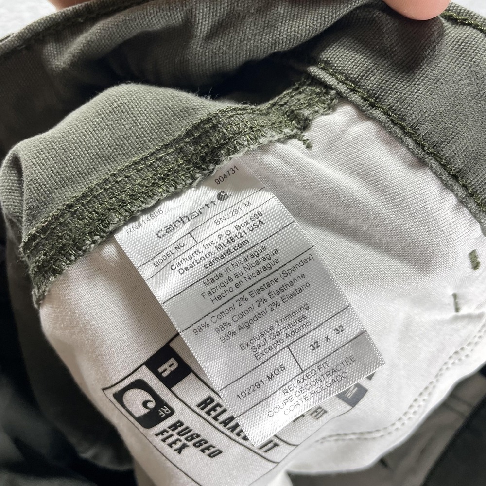 Carhartt Pants Mens 32x32 Green Rugged Flex Relaxed Canvas Carpenter Workwear - Picture 8 of 10